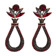 Load image into Gallery viewer, Earrings Womens Teardrop Flower Rhinestone Earrings Jewelry