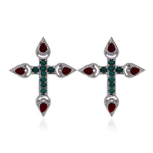 Red/Green Cross Earrings