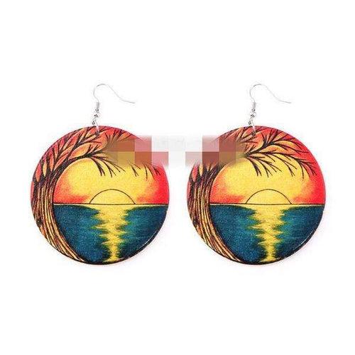 Round Wood Earrings