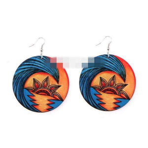 Womens Round Wood Earrings