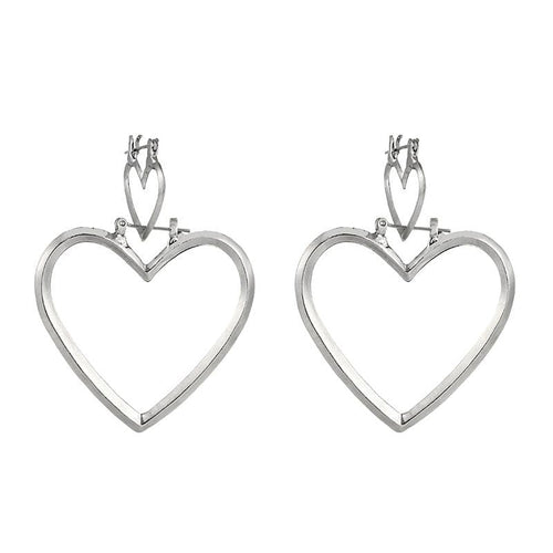 Silver 2-in-1 Heart Earrings