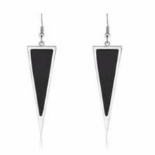 Load image into Gallery viewer, Silver &amp; Black Drop Earrings