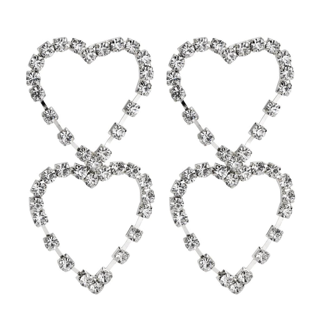 Earrings Womens Double Heart Rhinestone Earrings