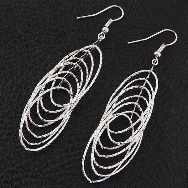 Womens Silver Tone Hoop Dangle Drop Earrings