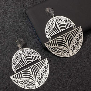 Silver Half Circle Design Earrings