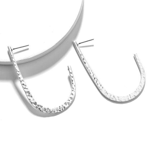 Womens Silver Tone Post J Shape Earrings
