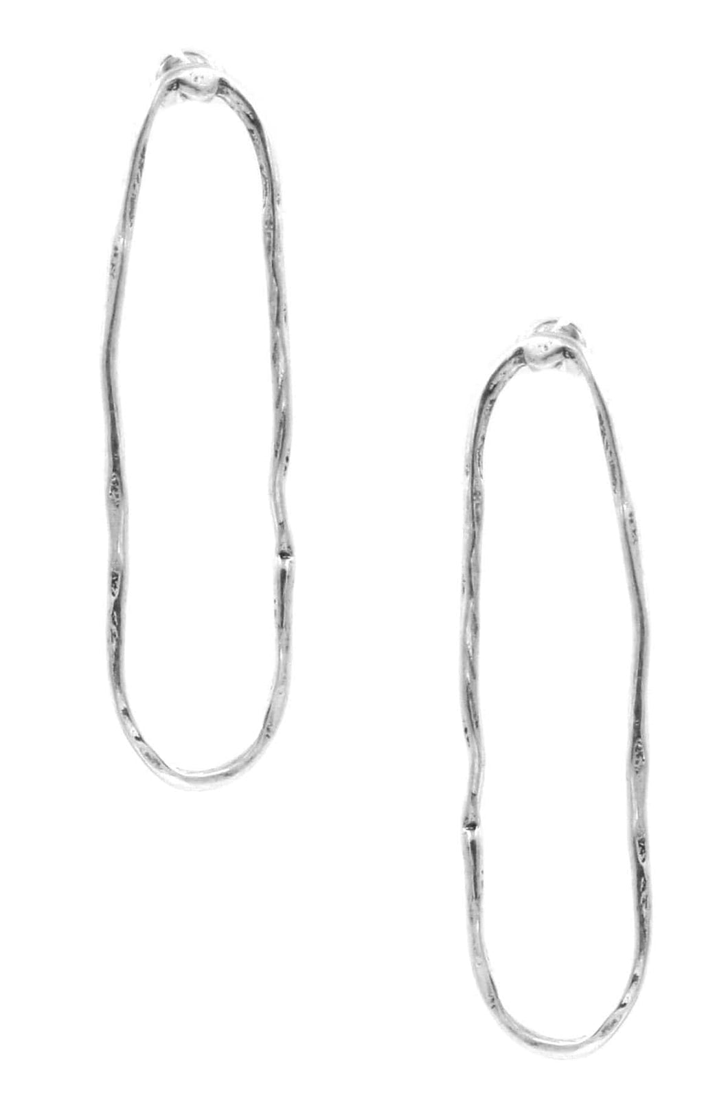 Silver Long Oval Earrings