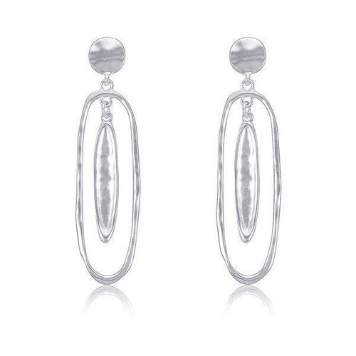 Silver Oval Design Earrings