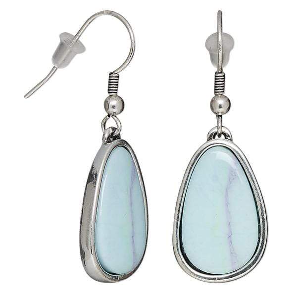Silver-Plated Blue/Green Teardrop Earrings