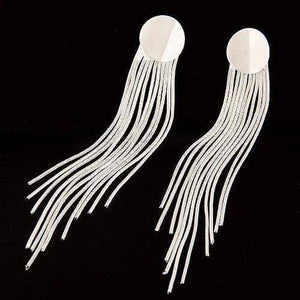 Womens Silver Tone Tassel Post Earrings