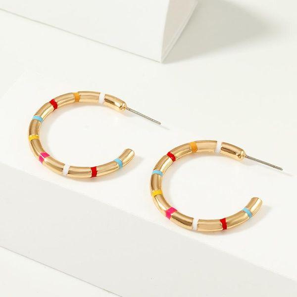Womens Gold Tone Small Open Hoop Earrings