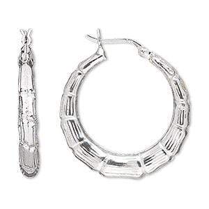 Womens Sterling Silver .925 Bamboo Hoop Earring