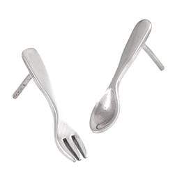 Sterling Silver .925 Fork & Spoon Stud Earrings