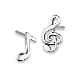 Sterling Silver .925  Musical Note Stud Earrings