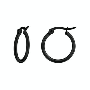 Surgical Stainless Steel Black Hoop Earrings