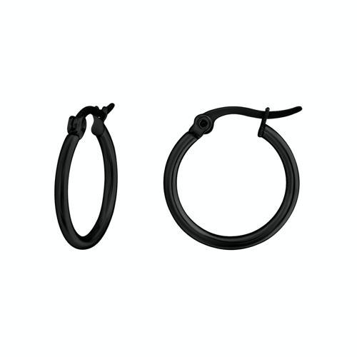 Surgical Stainless Steel Black Hoop Earrings
