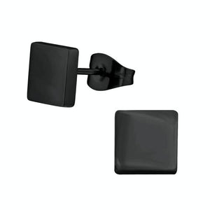 Surgical Stainless Steel Black Square Stud Earring