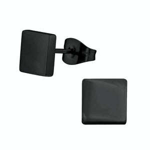 Surgical Stainless Steel Black Square Stud Earring