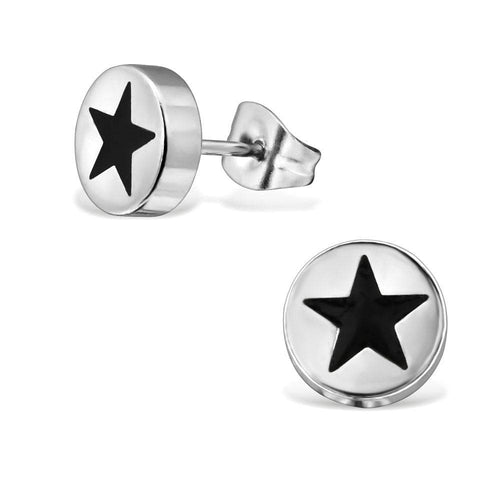 Surgical Stainless Steel Black Star Stud Earring