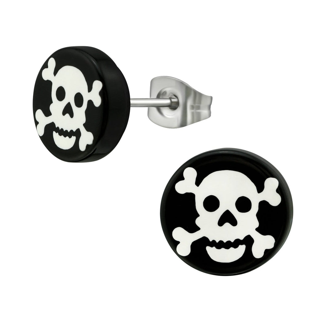 Surgical Stainless Steel Cross Bones Stud Earrings Unisex Adults