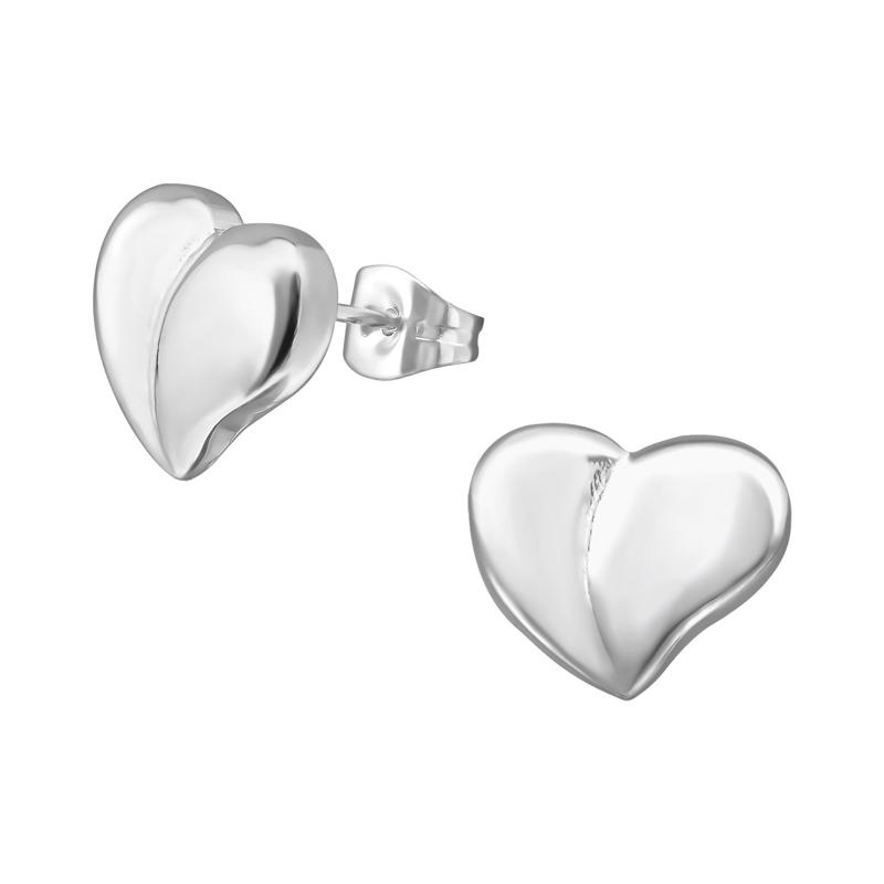 Surgical Stainless Steel Silver Stud Heart Earrings