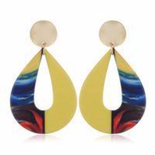 Womens Tear Drop Multi-Color Drop Earring