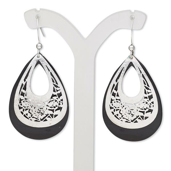 Earrings Womens Silver Black Teardrop Earrings Jewelry