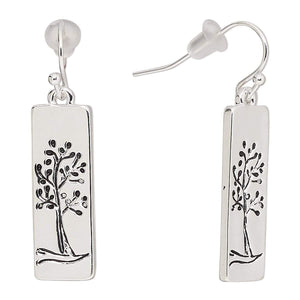 Womens Silver Tone Tree of Life Earrings