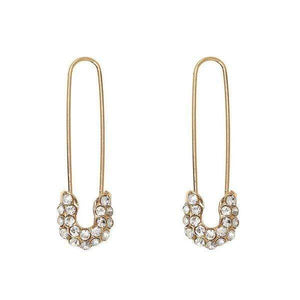 Trendy Paper Clip Crystal Earrings