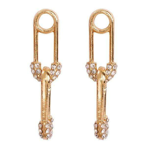 Womens Gold Tone Safety Pin Dangle Earrings