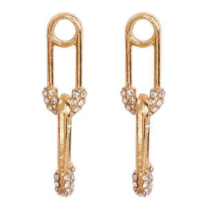 Trendy Paper Clip Crystal Earrings
