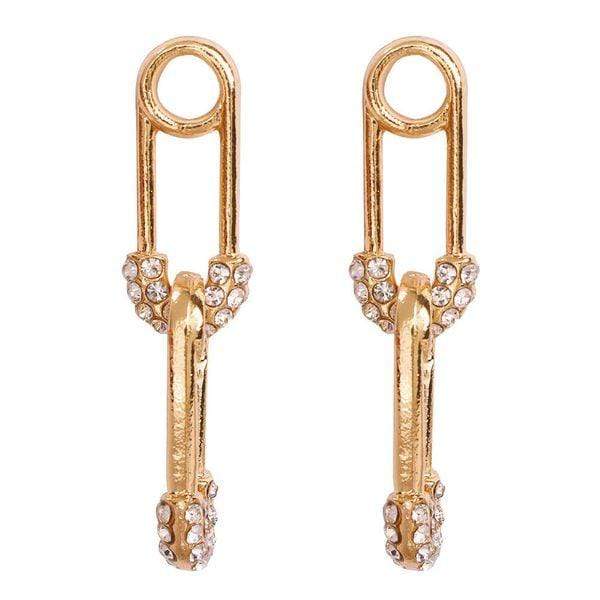 Trendy Paper Clip Crystal Earrings