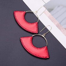 Load image into Gallery viewer, Womens Red or White Leather Hoop Earrings