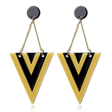Load image into Gallery viewer, Womens Gold Chain Triangle Dangle Earrings