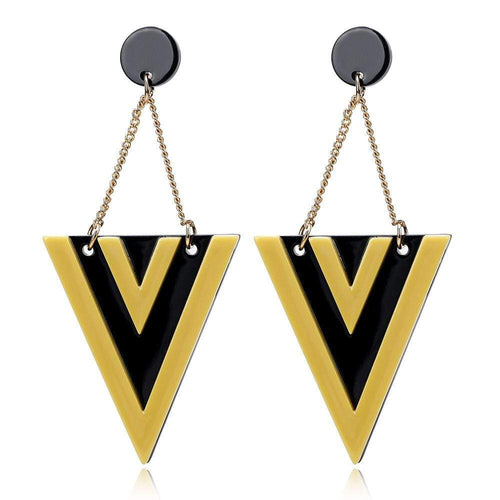 Womens Gold Chain Triangle Dangle Earrings