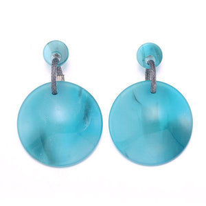 Womens Round Turquoise Disk Acrylic Earrings