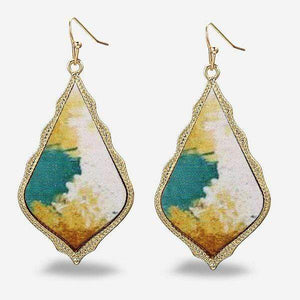 Womens Gold Tone VintageOil Painted Earrings