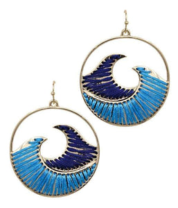 Womens Gold Tone Ocean Wave Hoop Earrings