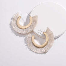 Load image into Gallery viewer, Womens Open Hoop Fringe Earrings
