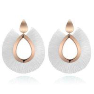 Womens Fringe Earrings Lightweight Dangle Teardrop Cotton Tassel Earrings