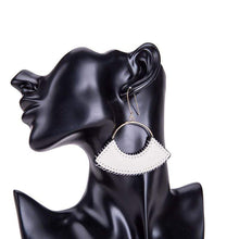 Load image into Gallery viewer, Womens Red or White Leather Hoop Earrings