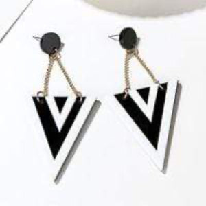 Womens Gold Chain Triangle Dangle Earrings