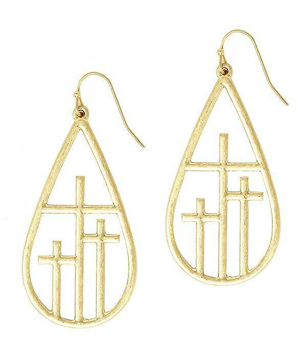 Etta'J Jewelry Earrings Womens Gold Hoop Metal Cross Teardrop Earrings
