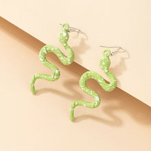 Load image into Gallery viewer, Etta&#39;J Jewelry Earrings Womens Green Snake Metal Dangle Earrings