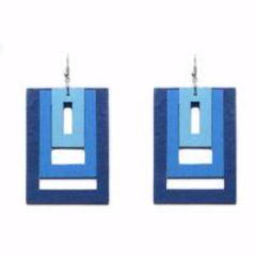 Wood Blue Two-Tone Square Earring