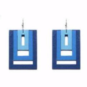 Wood Blue Two-Tone Square Earring