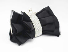 Load image into Gallery viewer, Black Satin Studded Clutch Handbag