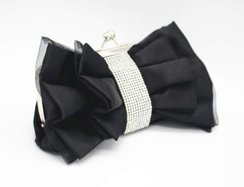 Black Satin Studded Clutch Handbag