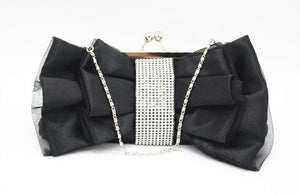 Black Satin Studded Clutch Handbag