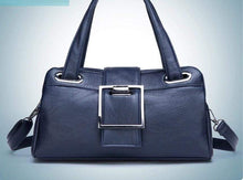 Load image into Gallery viewer, Womens Blue Vegan Leather Tote Handbag with Long Strap